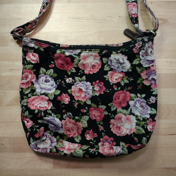 Floral Crossbody Bag Purse 100% Cotton - Picture 3 of 5